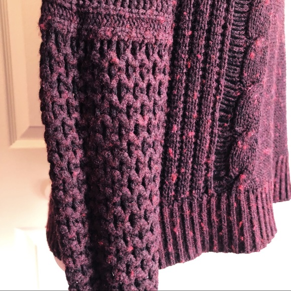 American Eagle Burgundy Open Stitch Wool Blend Sweater Small - Picture 9 of 15